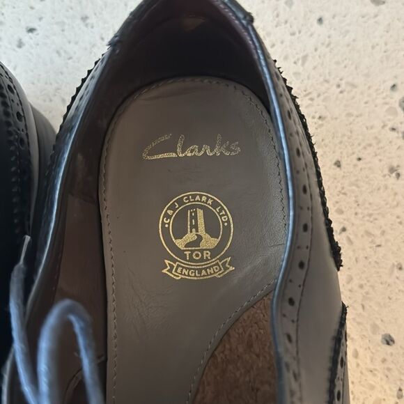 Clarks C & J Clark TOR England Men’s US 10.5 Black Leather Dresss Oxfords Shoes - Picture 6 of 12